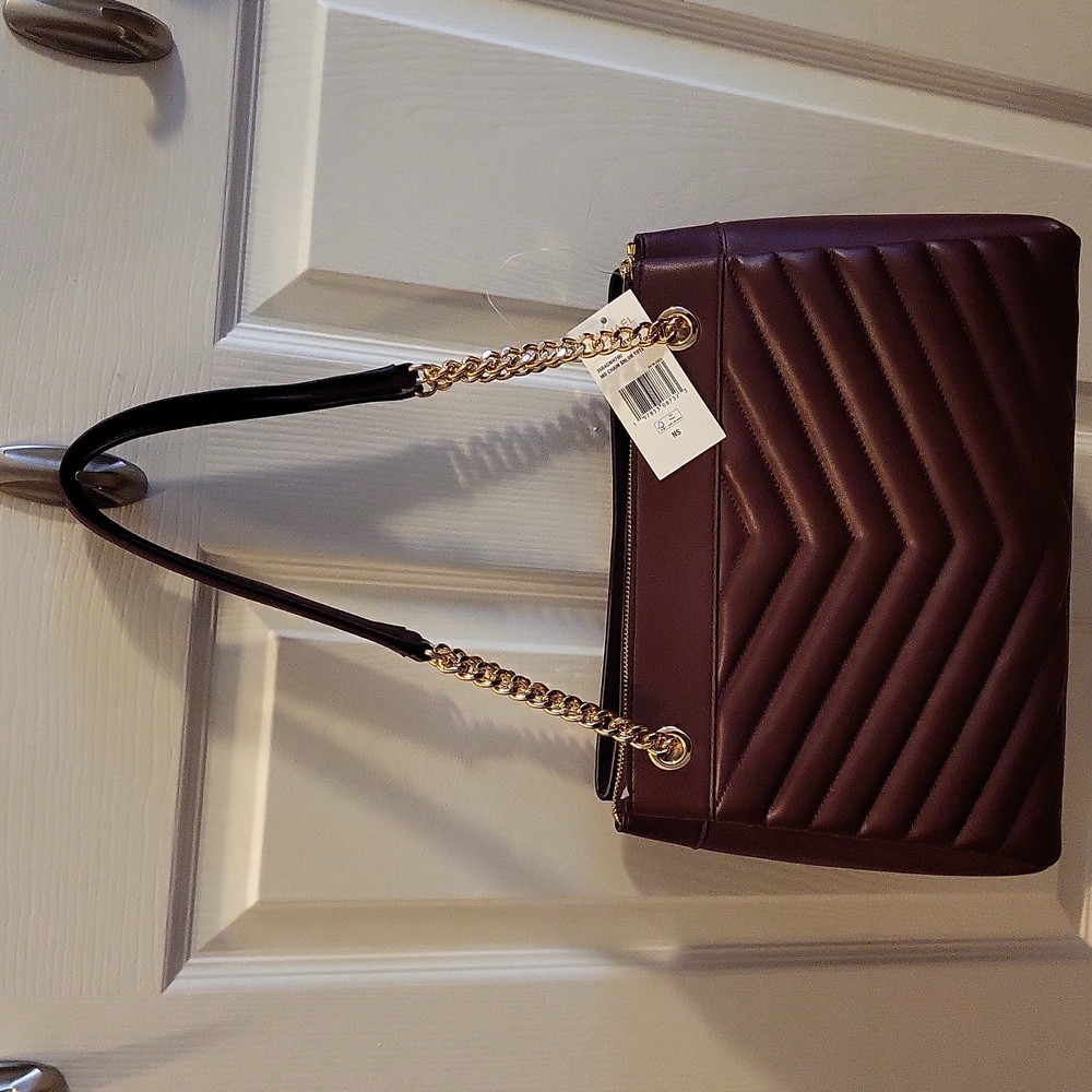 Michael Kors Whitney Tote in Oxblood with Gold Chain